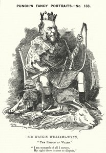 Punch rajzfilm: Sir Watkin Williams-Wynn, 6. baronet, walesi konzervatív politikus (metszet) alkotó: Edward Linley (after) Sambourne