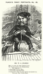 Punch rajzfilm: W S Gilbert angol drámaíró és librettista (metszet) alkotó: Edward Linley (after) Sambourne