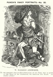 Punch rajzfilm: William Harrison Ainsworth, angol történelmi regényíró (metszet) alkotó: Edward Linley (after) Sambourne