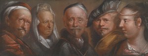 Tanulmányok öt fejről Rembrandt után alkotó: Edward Luttrell