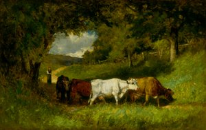 Hajtás haza a tehenek, 1881. alkotó: Edward Mitchell Bannister