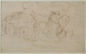 Ló és szekér (#9), c. 1880-as évek (grafit papíron) alkotó: Edward Mitchell Bannister