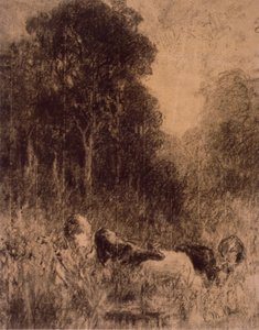 Tájkép tehenekkel az előtérben alkotó: Edward Mitchell Bannister