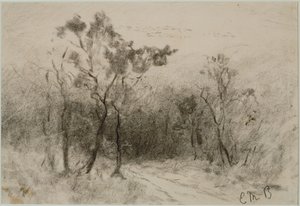 Táj ösvénnyel (#51), c. 1880-as évek (szén papíron) alkotó: Edward Mitchell Bannister