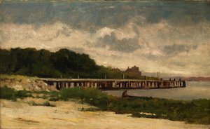Cím nélkül (tájkép mólóval) alkotó: Edward Mitchell Bannister