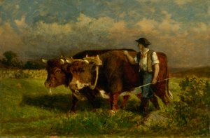 Cím nélkül (férfi két ökörrel) alkotó: Edward Mitchell Bannister