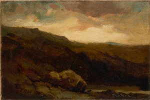 Cím nélkül (hegyvidéki táj sziklával és patakkal az előtérben) alkotó: Edward Mitchell Bannister