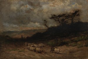 Cím nélküli juhász juhokkal, 1877. alkotó: Edward Mitchell Bannister