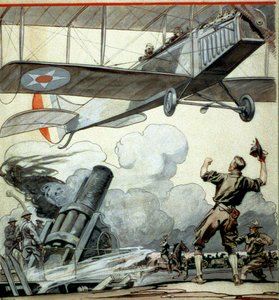 Repülőgép, tüzérségi fegyver és katonák alkotó: Edward Penfield