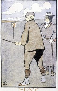 Golfozó pár – Edward Penfield „Golfnaptárában”. alkotó: Edward Penfield