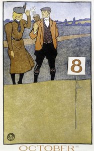 Golfozó pár – Edward Penfield „Golfnaptárában”, szerk. 1899 alkotó: Edward Penfield