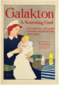 Galakton-Werbung, Krankenschwester füttert ein Baby alkotó: Edward Penfield