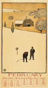 Golf naptár. Február - Edward Penfield életműve (1866-1925) - 1899 - Színes litográfia - 41x28,6 - Catalunya Nemzeti Művészeti Múzeum, Barcelona alkotó: Edward Penfield