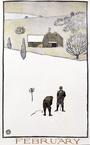 Golf a hóban – Edward Penfield „Golfnaptárában”. alkotó: Edward Penfield
