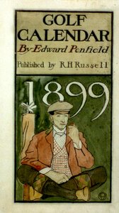 Klubok mellett ülő golfozó, akvarellekkel rajzolva. (1899?) Edward Penfield 1866-1925, amerikai művész. alkotó: Edward Penfield