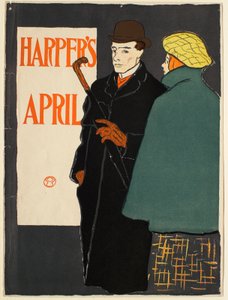 Mann im schwarzen Mantel mit Frau im grünen Umhang, April Harper