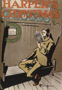 A Harpers New Monthly Magazine plakátja, 1897 karácsonya (színes litográfia)