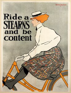 Ride a Stearns és légy elégedett, c1896 színes litho. alkotó: Edward Penfield