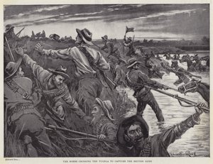 A búrok átkelnek a Tugelán, hogy elfoglalják a brit fegyvereket (litho) alkotó: Edward Read