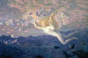 A Reggel szárnyain, 1905 (a wc testszínnel és aranyfestékkel kiemelve) alkotó: Edward Robert Hughes