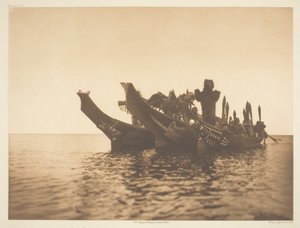 Álarcos táncosok kenuban-Qagyuhl A alkotó: Edward S. Curtis