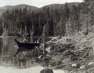 Amerikai indiánok kenuzni a nootka partján alkotó: Edward Sheriff Curtis