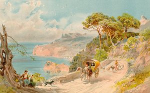 Coast Road Soller közelében, Mallorca (színes litho)