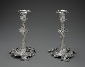 Gyertyatartó pár, 1755-56 körül (ezüst) alkotó: Edward Wakelin