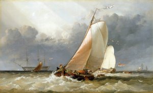 Holland vitorlás a Zuiderzee folyón (Hollandia). Olaj, vászon alkotó: Edward William Cooke