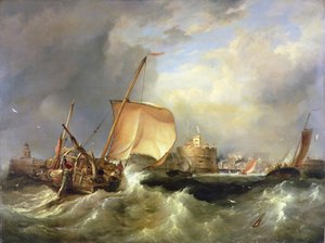 Havre de Grace kikötőjébe befutó francia heringhajó