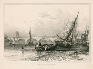 New London Bridge, a Billingsgate felől (alacsony vízállásnál) rajzolva 1832. július 31. alkotó: Edward William Cooke