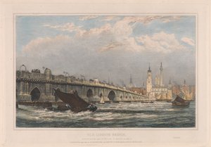 A régi London Bridge az 1700-as javítás után, 1831/1832-ig alkotó: Edward William Cooke