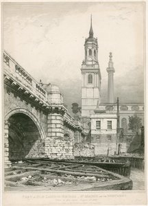 Az Old London Bridge, a St Magnus és az emlékmű része alkotó: Edward William Cooke