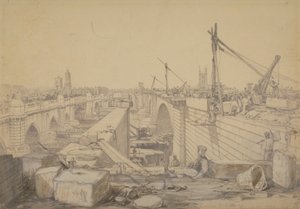 A London Bridge építése, 1830 alkotó: Edward William Cooke