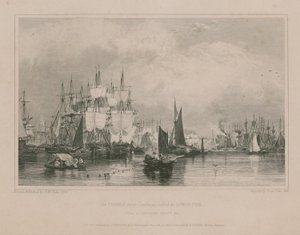 A Temze Limehouse közelében: Alsó medence alkotó: Edward William Cooke