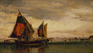 A velencei lagúna halászhajókkal alkotó: Edward William Cooke