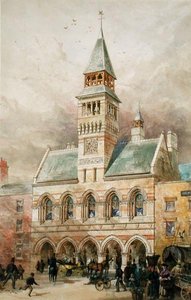 Polgári épület (akvarell papíron) alkotó: Edward William Godwin