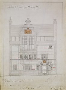 Munkarajz az F. Miles Esq házhoz és stúdióhoz, Tite Street, Chelsea, 1878-79 (wc és ceruza papíron) (lásd még: 176481, 176483-485)