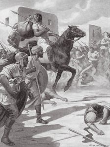 Tírusz fosztogatása (litográfia) alkotó: Edwin A. Morrow