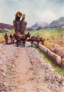 Korzika: Fát húzó öszvérek (színes litho)