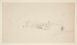 Építészeti tanulmány (recto); Díszítő vázlatok (fordítva) alkotó: Edwin Austin Abbey