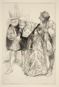 Baptista tiltakozások, illusztráció az I. felvonáshoz, i. jelenet, A cickány megszelídítése alkotó: Edwin Austin Abbey