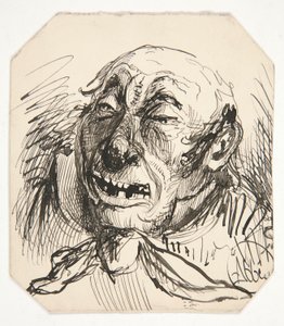 Egy kopaszodó férfi karikatúrája alkotó: Edwin Austin Abbey