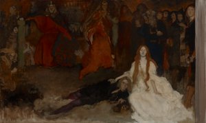 Kompozíciós tanulmány a Hamlet színjátékához, III. felvonás, II. jelenet alkotó: Edwin Austin Abbey