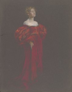 Kék és rózsaszín női alak. alkotó: Edwin Austin Abbey