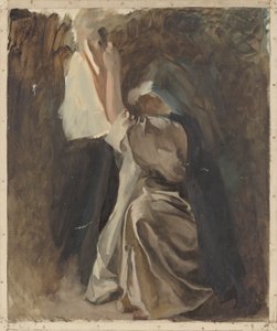 Ábratanulmány egy apácáról, Galahad csecsemőkorához, A Szent Grál keresése és elérése, Könyvkiadó szoba, Bostoni Nyilvános Könyvtár alkotó: Edwin Austin Abbey