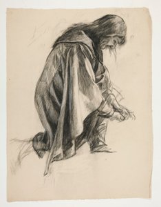 Sir Lancelot és Sir Bors figura tanulmánya Galahadnak a sarkantyúival (?), a The Quest of the Holy Grailből (a második a Boston Public Library számára készült tizenöt festménysorozatból, 1901-ben). alkotó: Edwin Austin Abbey