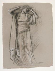 Ábratanulmány a Leányok kastélyához(?), A Szent Grál küldetéséből (15 festményből álló sorozat a Boston Public Library számára, 1901-ben elkészült) alkotó: Edwin Austin Abbey