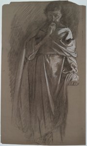 Ábra tanulmány, férfi kezében ruha alkotó: Edwin Austin Abbey