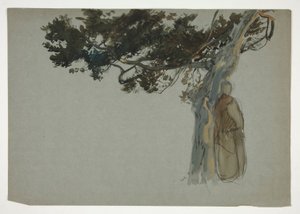 Egy fa alatt álló alakok – (azonosítatlan illusztráció) alkotó: Edwin Austin Abbey